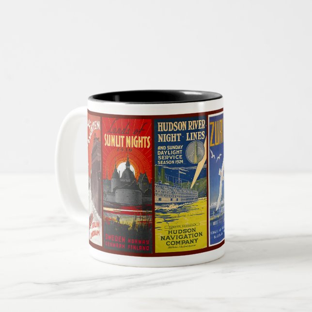 TRAVEL BROCHURES VINTAGE X6 Two-Tone COFFEE MUG (Front Left)