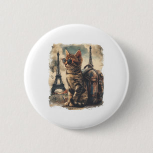 Travel Buddy Cat 6 Cm Round Badge