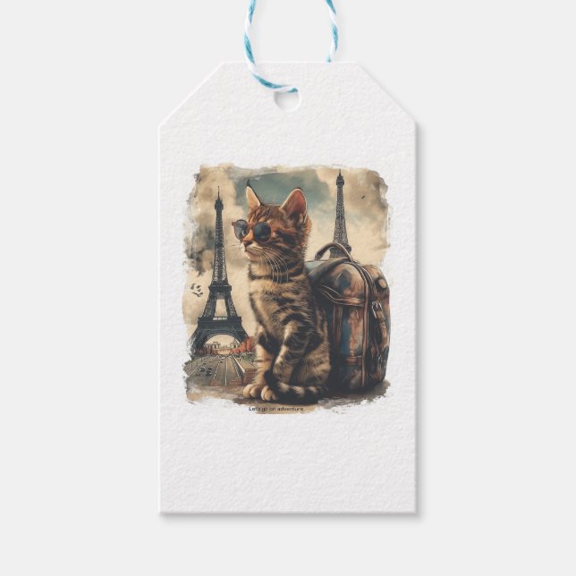 Travel Buddy Cat Gift Tags (Front)