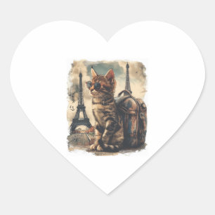 Travel Buddy Cat Heart Sticker