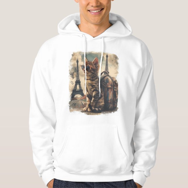 Travel Buddy Cat Hoodie (Front)