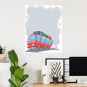 Travel Bus Blowing Smoke Poster