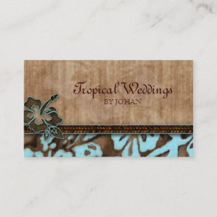 Travel Business Card Hibiscus Flower Blue