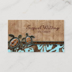Travel Business Card Turtles Brown Blue