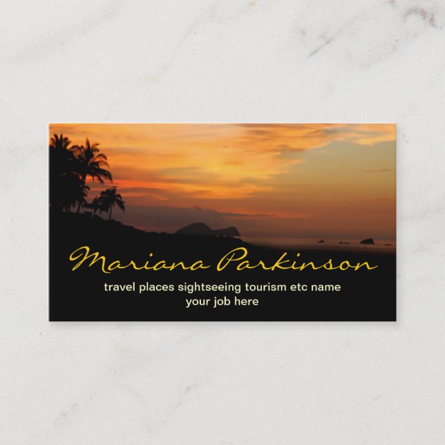 travel business card with beach (Front)
