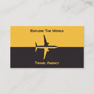 Travel Business Card with Yellow and Black Plane