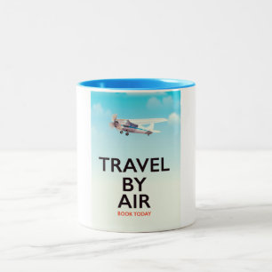 Travel By Air travel poster Two-Tone Coffee Mug