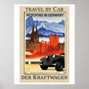Travel by Car, Motoring in Germany, Retro Poster