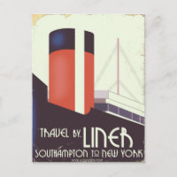 Travel by Liner - vintage travel poster