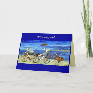 Travel by Tandem Bicycle Moving Home Announcement