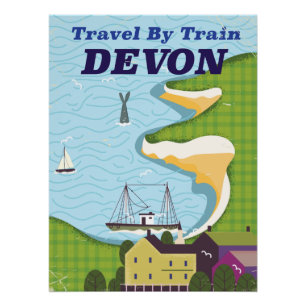 Travel By Train Devon Poster