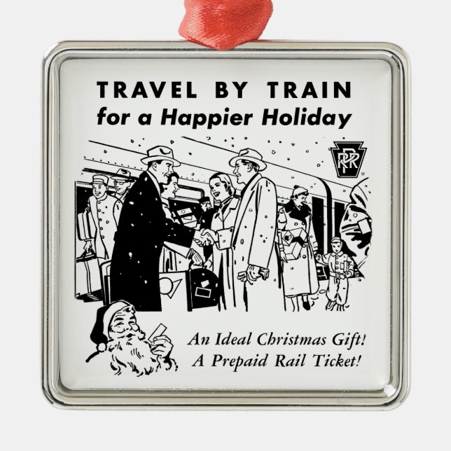 Travel By Train-Pennsylvania Railroad Metal Tree Decoration (Front)