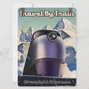 Travel By Train Sci-Fi vintage art Invitation