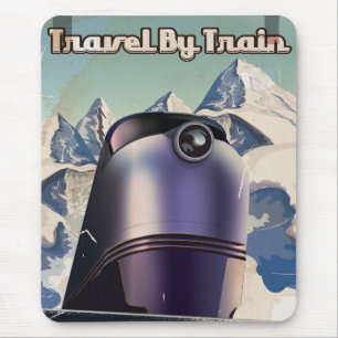 Travel By Train Sci-Fi vintage art Mouse Mat