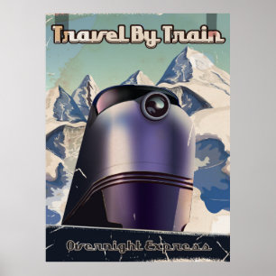 Travel By Train Sci-Fi vintage art Poster