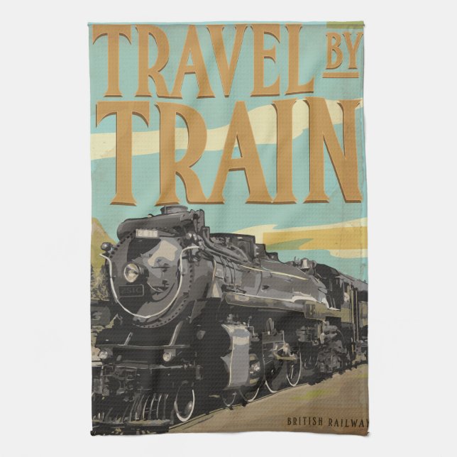 Travel By Train Tea Towel (Vertical)