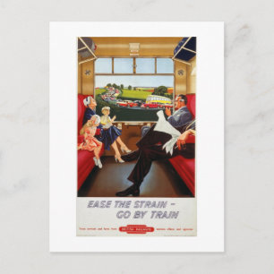 Travel by train vintage advertising poster postcard