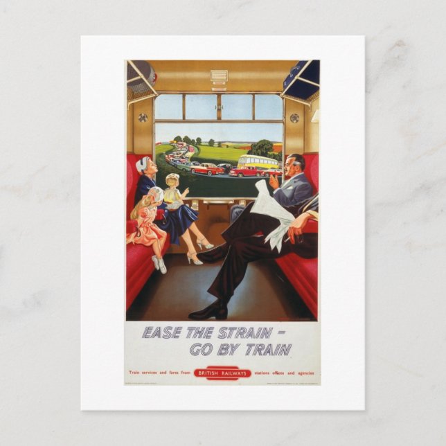 Travel by train vintage advertising poster postcard (Front)