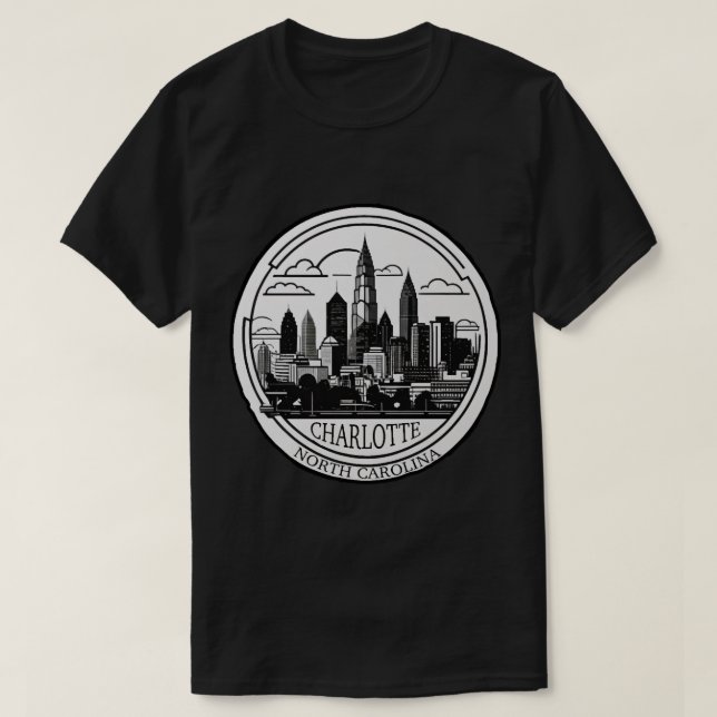 Travel Charlotte North Carolina Minimalist Design T-Shirt (Design Front)