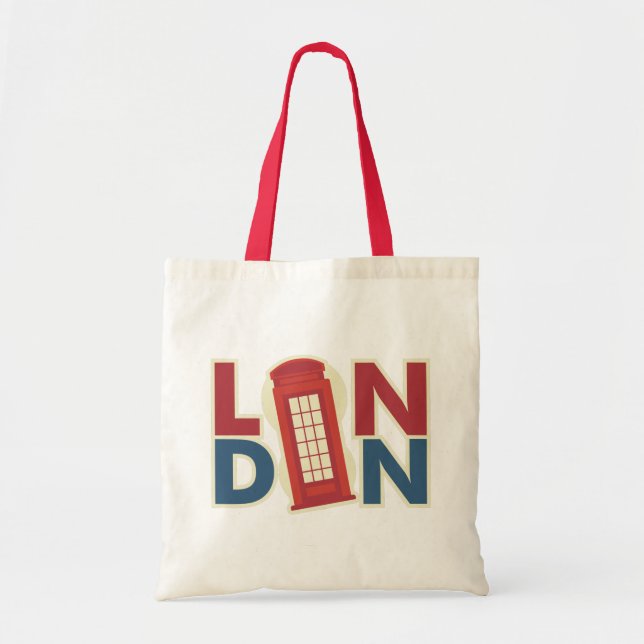 Travel Cities London Blue Red Phone Box Tote Bag (Front)