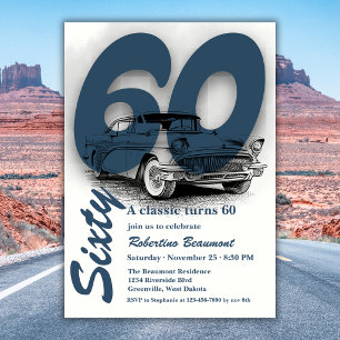 Travel Classic Car Turns 60th Birthday Invitation