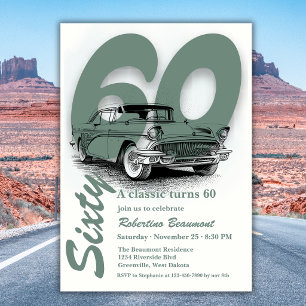 Travel Classic Car Turns 60th Birthday Invitation