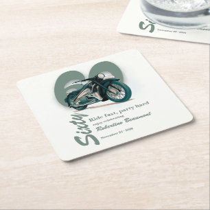 Travel Classic Motorbike Ride Fast 60th Birthday Square Paper Coaster