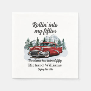 Travel Classic Retro Car Rolling 50th Birthday Napkin