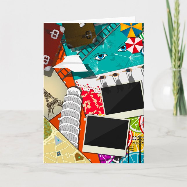 Travel Collage with Iconic Landmarks Vacation  Card (Creator Uploaded)