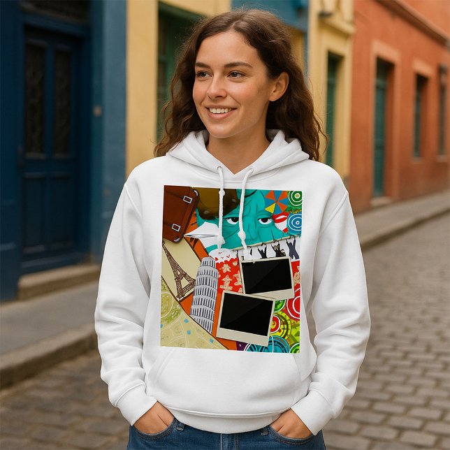 Travel Collage with Iconic Landmarks Vacation  Hoodie (Creator Uploaded)