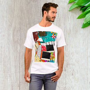 Travel Collage with Iconic Landmarks Vacation  T-Shirt