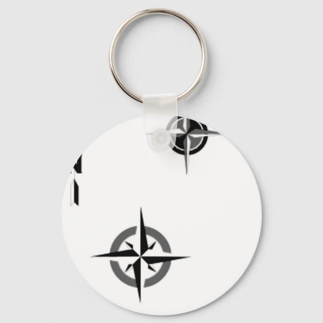 Travel Compass & Map Symbols Key Ring (Front)