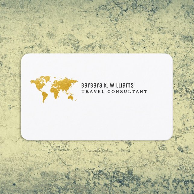 Travel Consultant Gold Map Minimalist Business Card (Creator Uploaded)