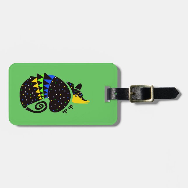 Travel - Cool ARMADILLO -Nature - Green Luggage Tag (Front Horizontal)