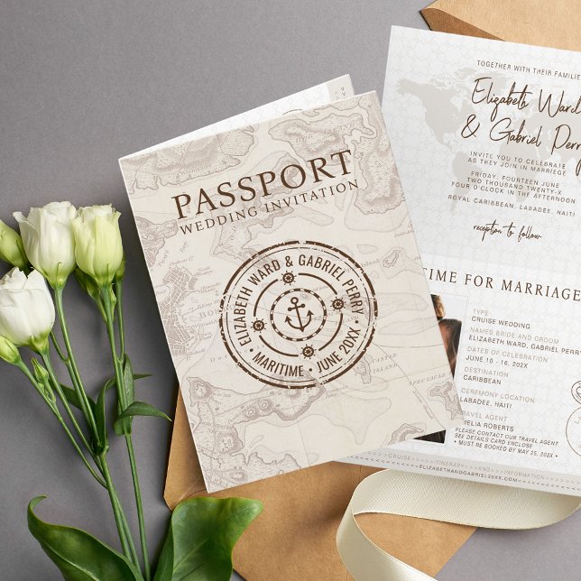 Travel Cruise Passport Destination Wedding  Invitation (Creator Uploaded)