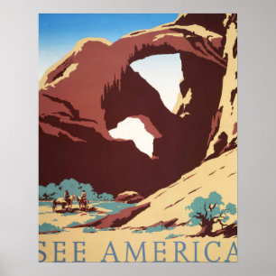 Travel Desert Rock Canyon Arch America art poster