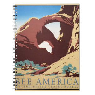 Travel Desert Rock Canyon Arch America art poster Notebook