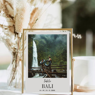 Travel Destination Photo Elegant Modern Wedding Table Number