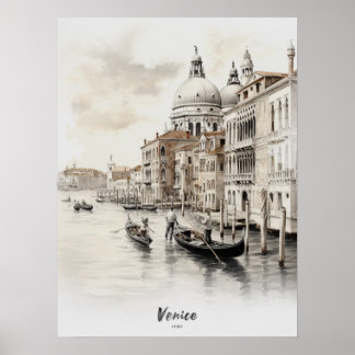 Travel Destination Venice Watercolor Wall Art