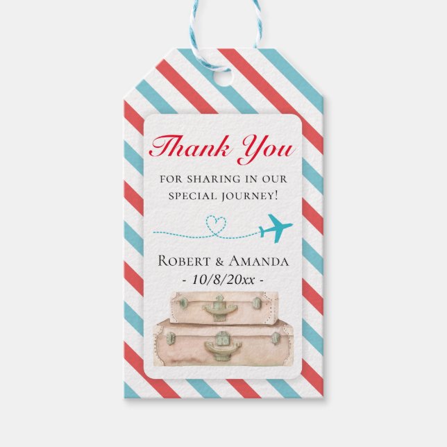 Travel Destination Wedding Favour Luggage Gift Tag (Front)