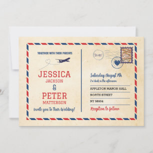 Travel Destination Wedding Plane Abroad Invitation
