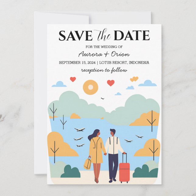 travel destination wedding save the date invitation (Front)