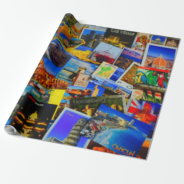 Travel destinations landmark tourism gift wrap pad (Unrolled)