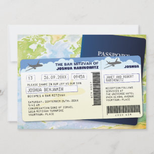 Travel Documents Bar or Bat Mitzvah Invitation
