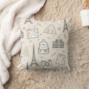 Travel Doodle Seamless Pattern Cushion