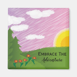 Travel Embrace The Adventure Inspirational Pink Magnet