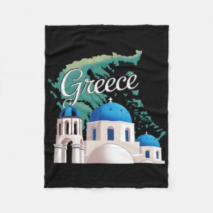 Travel Europe Greece Athens Santorini Crete Greek Fleece Blanket
