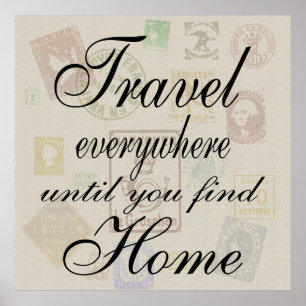 Travel Everywhere - Vintage Stamp Poster