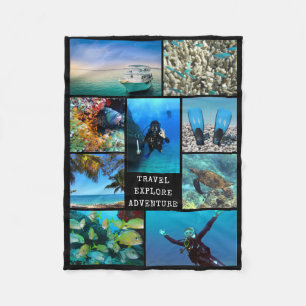 TRAVEL EXPLORE ADVENTURE Photo Collage Photography Fleece Blanket