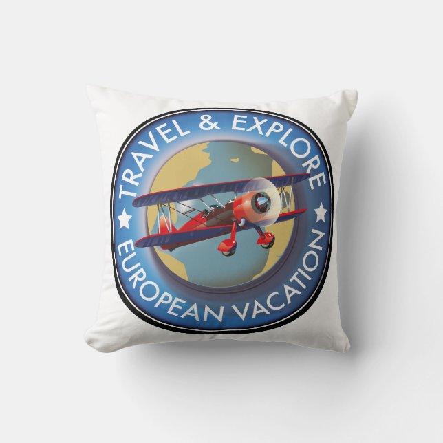 Travel & Explore European Vacation  Cushion (Front)